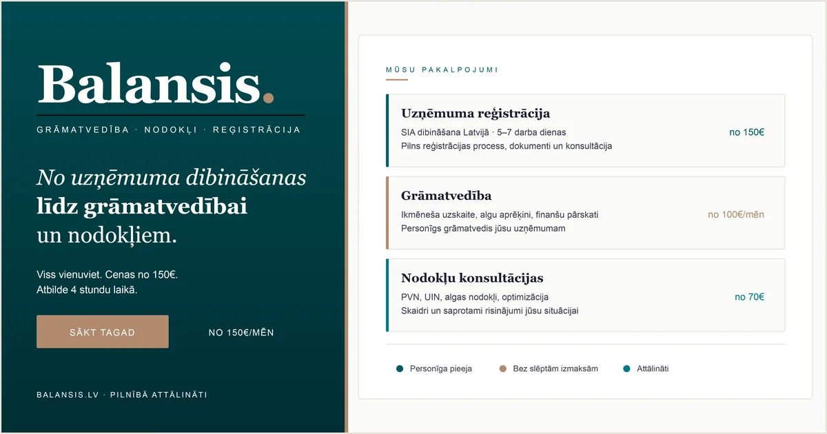 Algas kalkulators Latvijā 2026 — Bruto Neto — Balansis